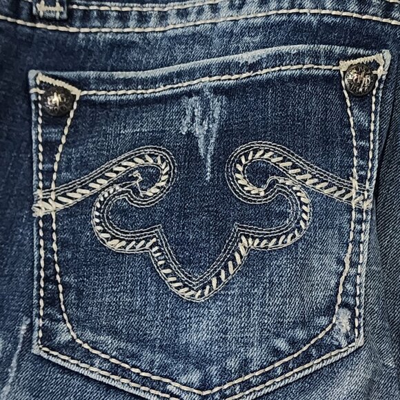 Women's Rerock EXPRESS Barely Boot Y2K Flare Western Low Rise Jeans NWOT Sz 12R - Picture 4 of 13